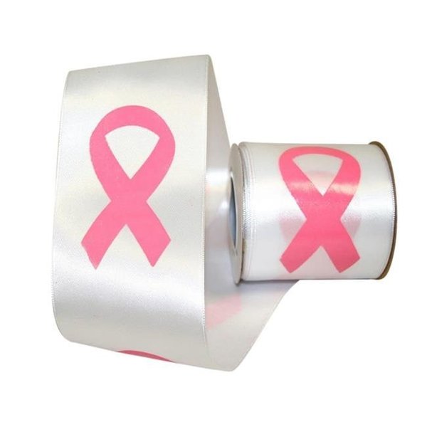 Reliant Ribbon Reliant Ribbon 4961-030-40F 20.5 in. 10 Yards Cancer Awareness Symbol Double Faced Satin Ribbon; White 4961-030-40F